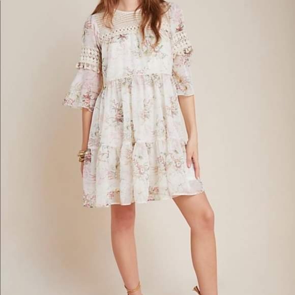 Anthropologie Dresses & Skirts - Anthro Mynah White Lace Tiered Christianne Dress New Tags CottageCore